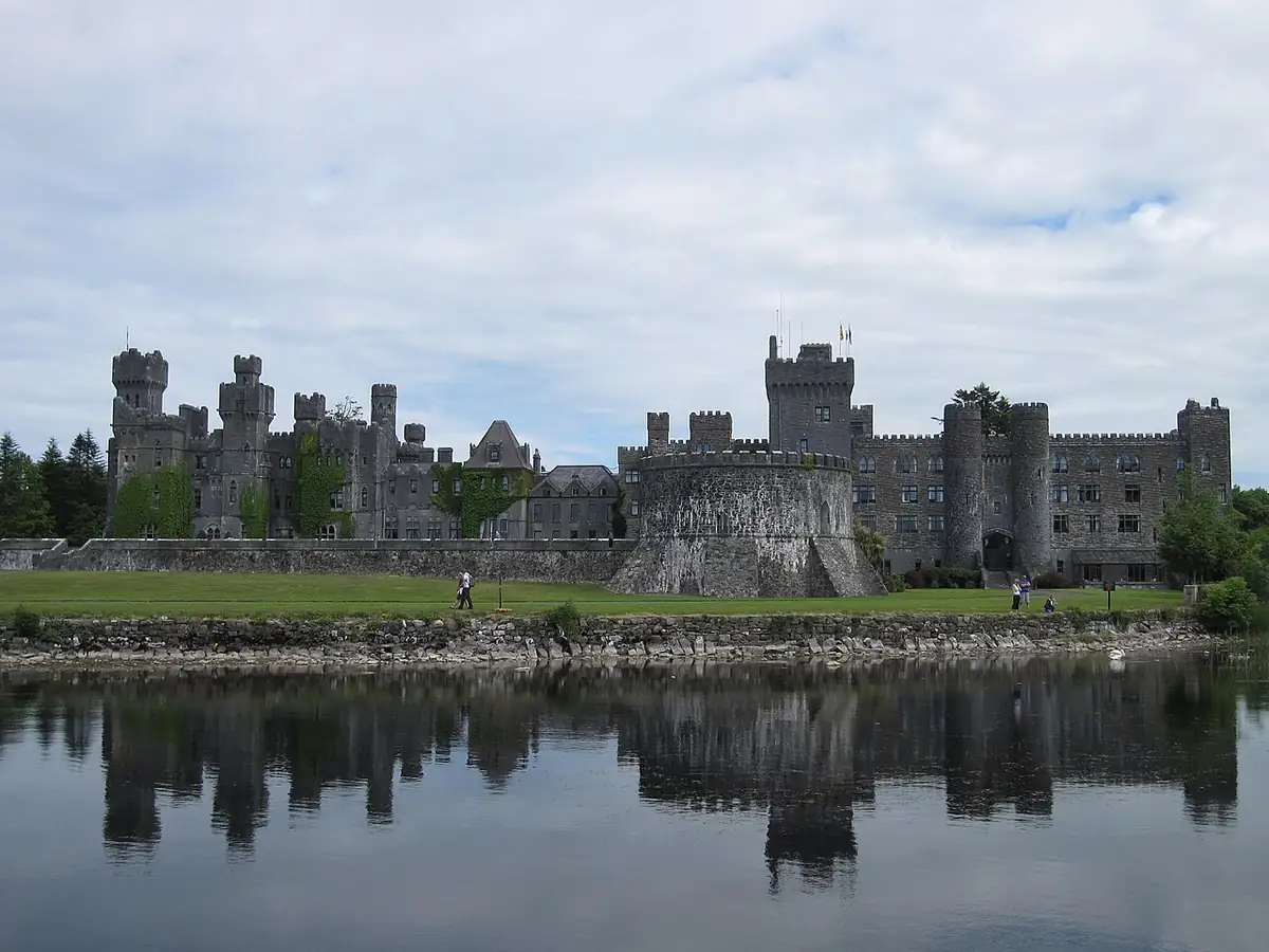 Ashford Castle's battlements reflected in Lough Corrib