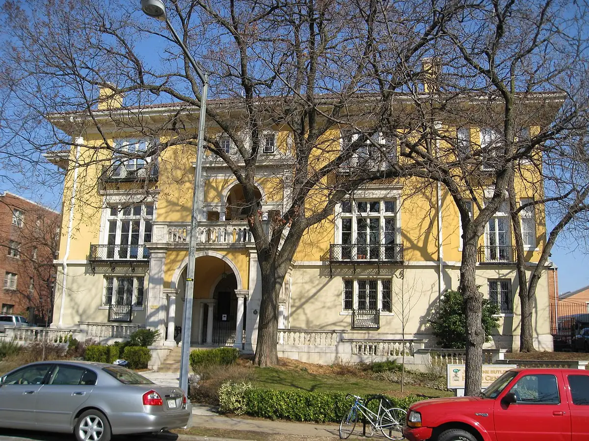 Yellow Italianate mansion that houses the Josephine Butler Parks Center in Washington, DC